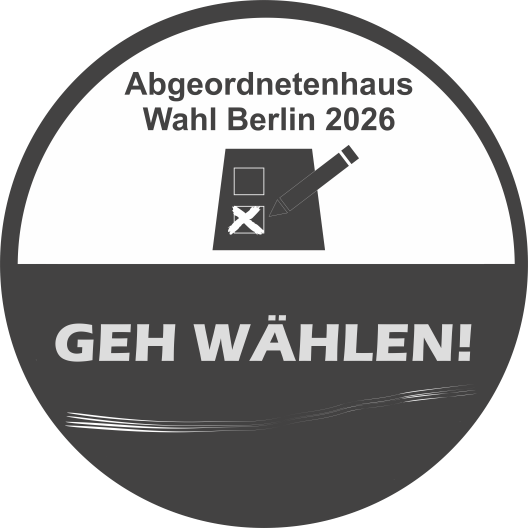 Runder Button Wahl zum 20. Abgeordnetenhaus von Berlin 2026