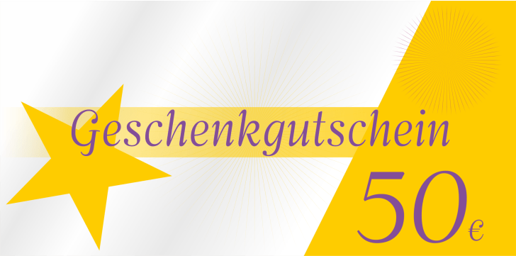Geschenkgutschein 50 Euro, verschiedene Farben