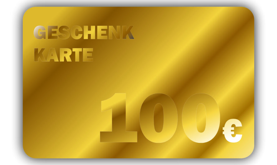 Geschenkkarte 25, 50 und 100 Euro, verschiedene Farben, 3D