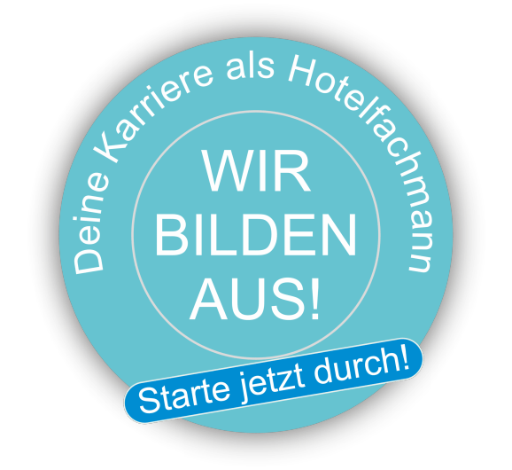 Runder Button Wir bilden aus – Hotelfachmann
