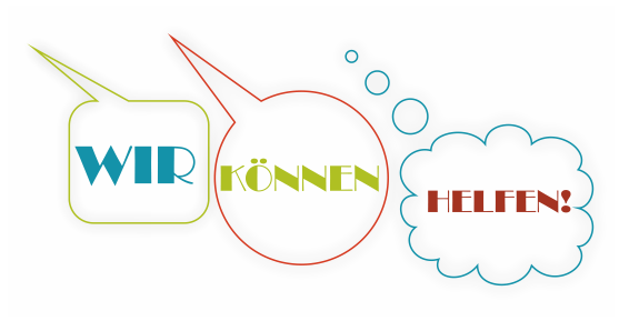 Wir können helfen! (Sprechblase)