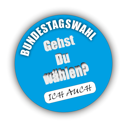 Bundestagswahl – Gehst Du wählen? Ich auch! (Hinterlegter Schatten, 3D)