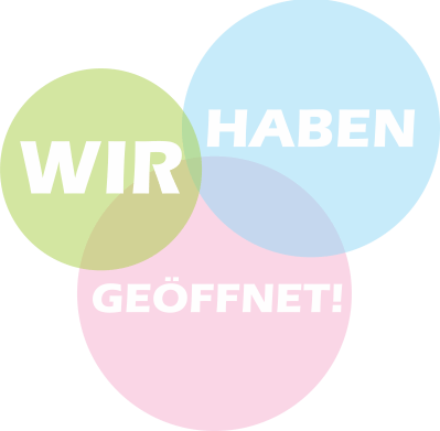 Wir haben geöffnet! (Transparent)