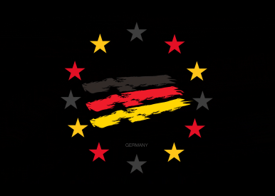 Videosequenz Deutschlandfahne, Sternenkranz, Deutschlandfarben, Fußball