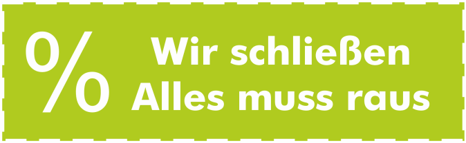 Wir schließen – Alles muss raus in verschiedenen Farbvarianten