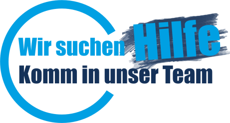 Wir suchen Hilfe – Komm in unser Team in verschiedenen Farbvarianten