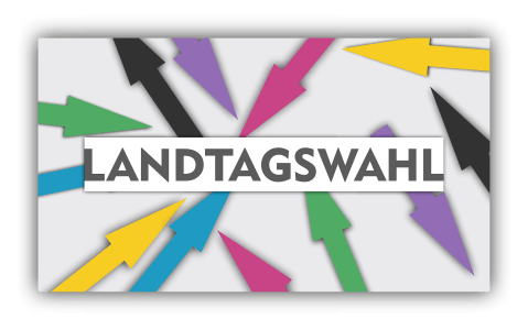 Landtagswahl mit Pfeile in Parteifarben