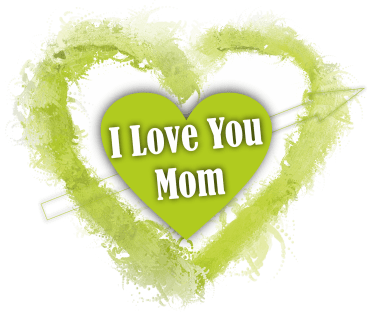 Leuchtendgrünes Herz – Muttertag – I Love You Mom