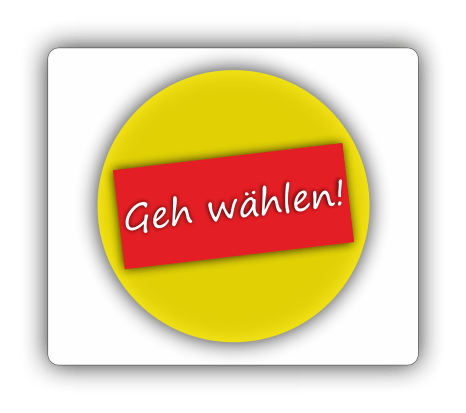 Runder Button Geh wählen! auf weißem Hintergrund